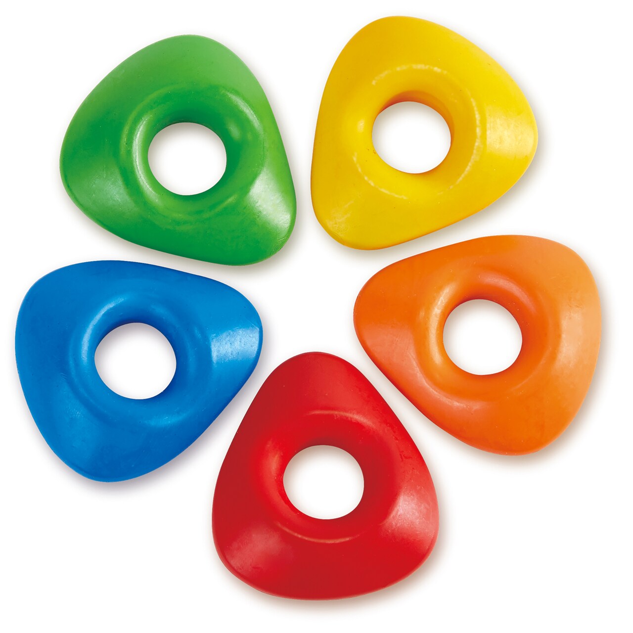 Hape: Easy-Grip Crayons - 5pc Vibrant Colors, Unique Shape With Center Hole For Small Hands, Non-Toxic, Coloring Art Supplies, Toddlers & Kids Ages 2+
